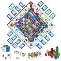 Hasbro Gaming Monopoly Builder island board shown for stacking towers and strategic play