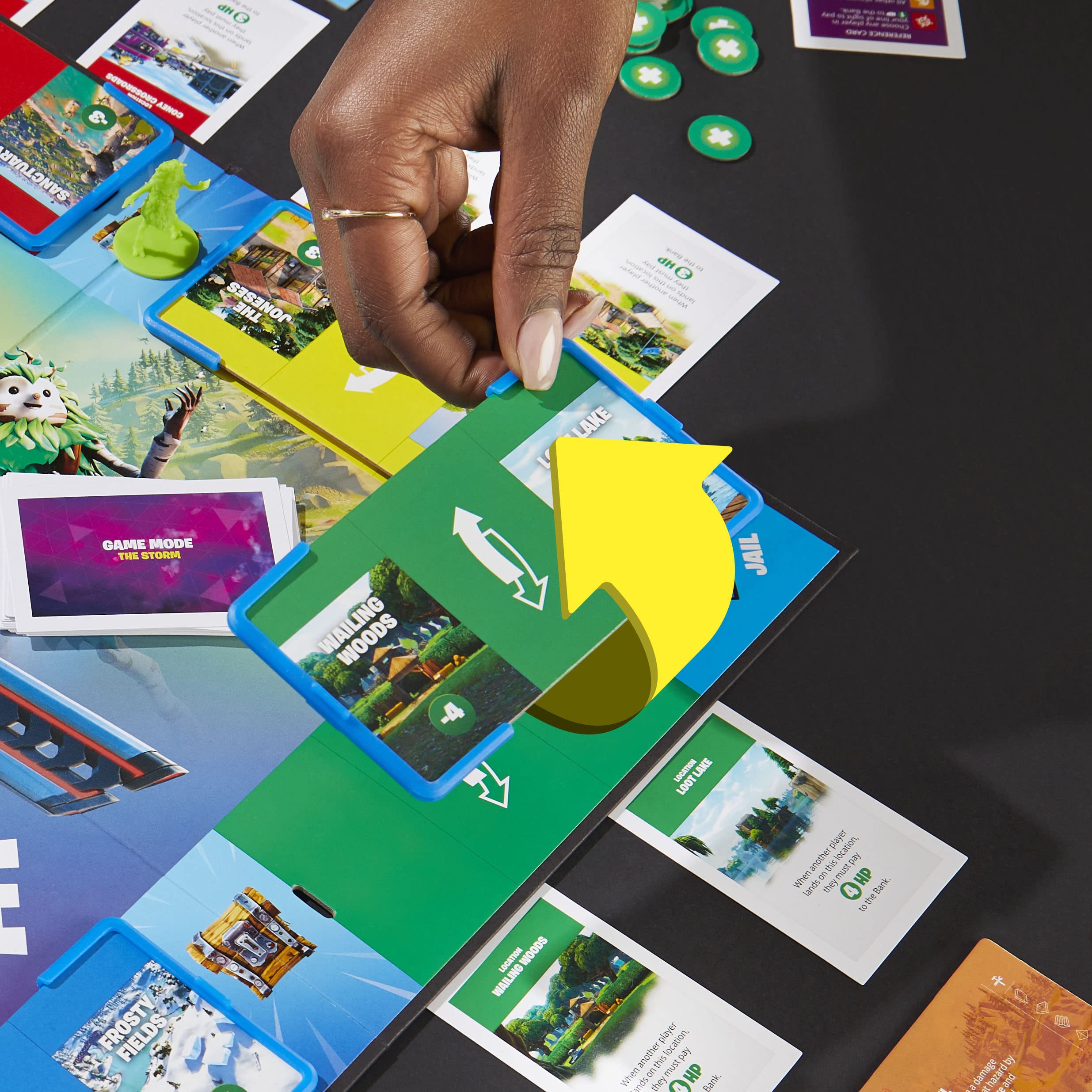 Hasbro Monopoly Flip Edition Loot Chest items support quick attacks or heals.