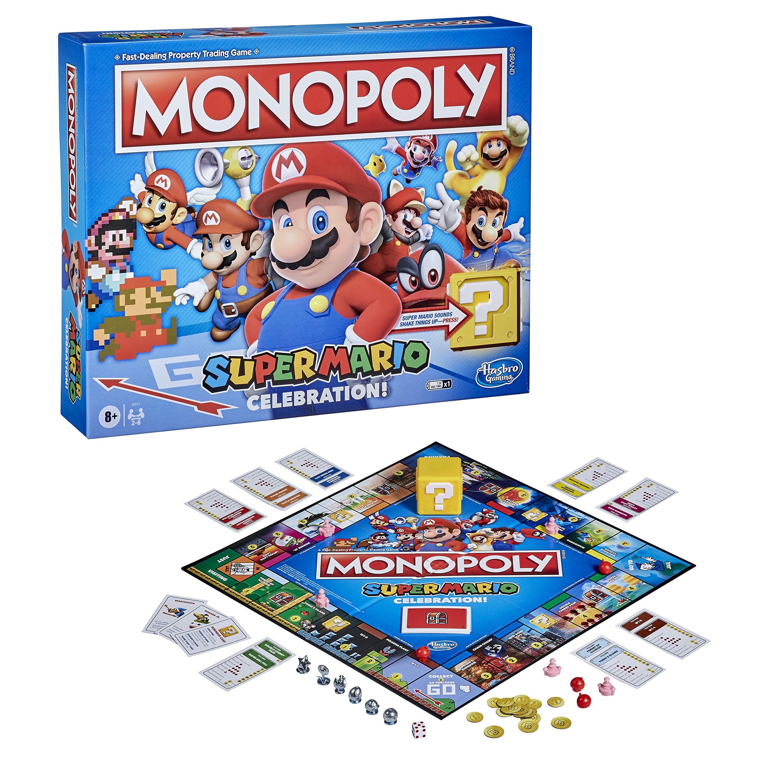 Hasbro Monopoly Super Mario Celebration question block with sound cue