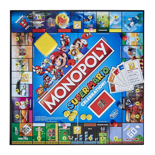 Hasbro Monopoly Super Mario Celebration tokens featuring Mario icons