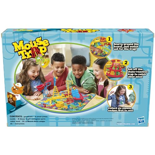 Hasbro Mouse Trap cheese-pieces depict the playful goal of collecting cheese.