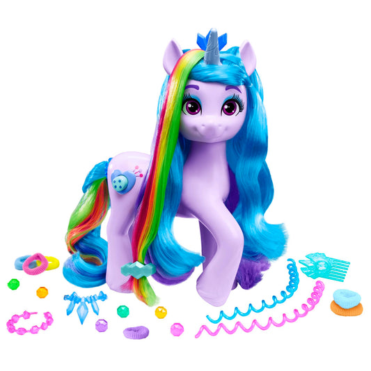 Hasbro My Little Pony Izzy Moonbow rainbow hair reveal for creative styling play