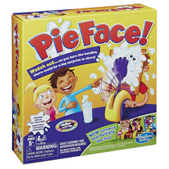 Hasbro Pie Face Game mask captures the hilarious moment.