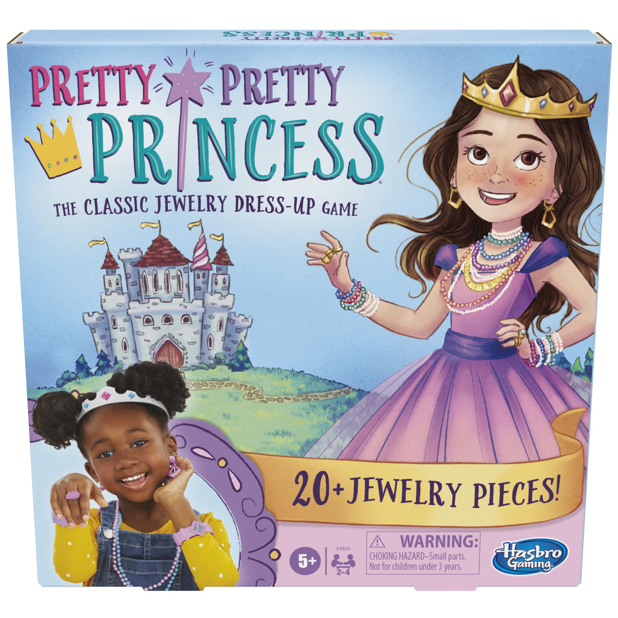 Hasbro Pretty Pretty Princess necklace piece sparkles during dress-up play.