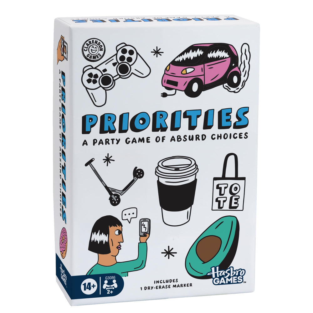 Hasbro Priorities game card draw for quick-start group fun.