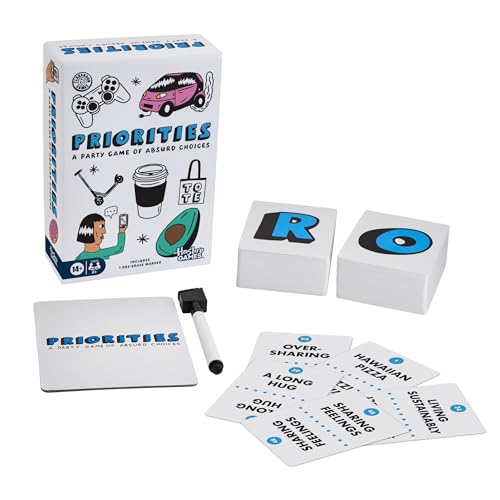 Hasbro Priorities game guessing round promotes playful banter.