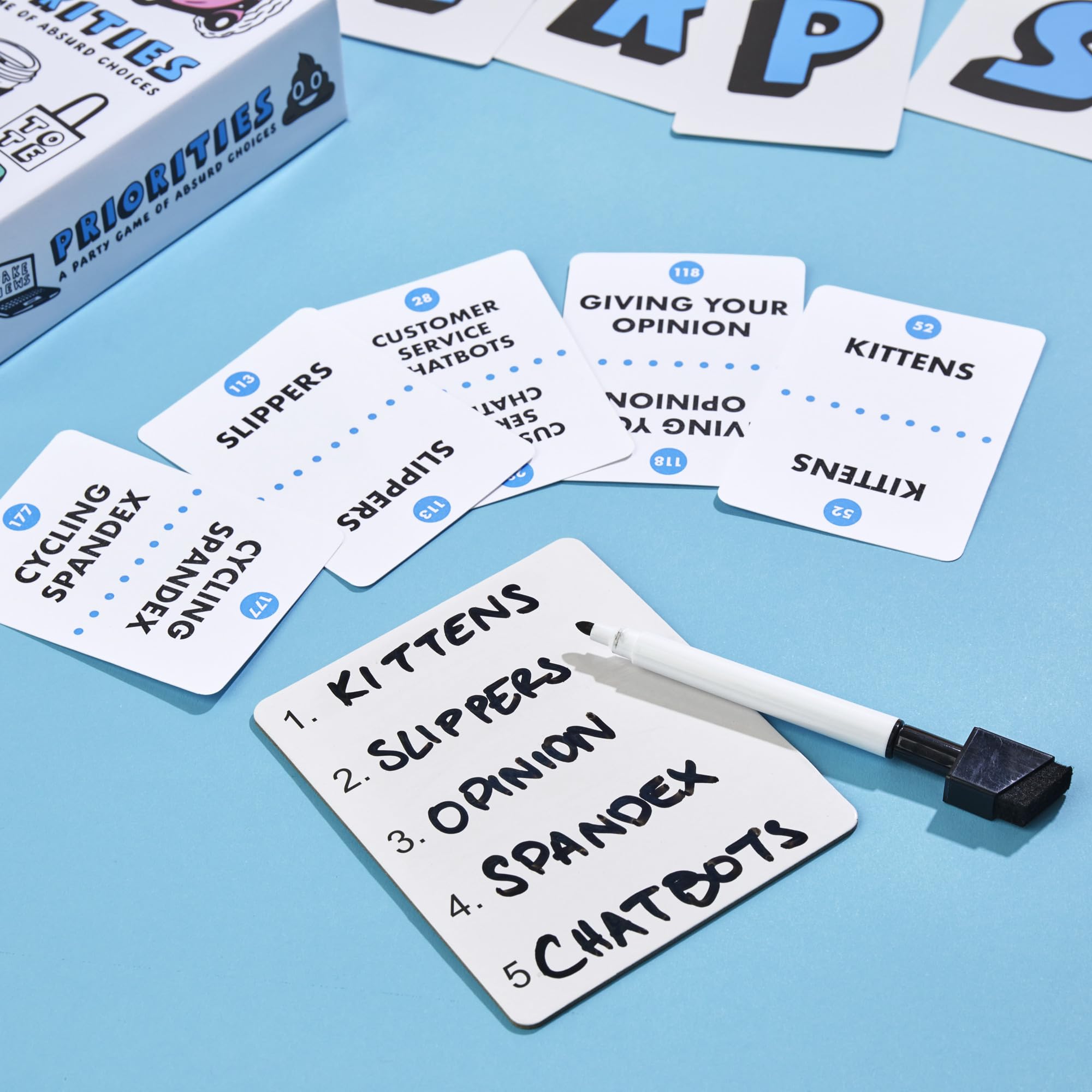 Hasbro Priorities game teen and adult friendly for gatherings.