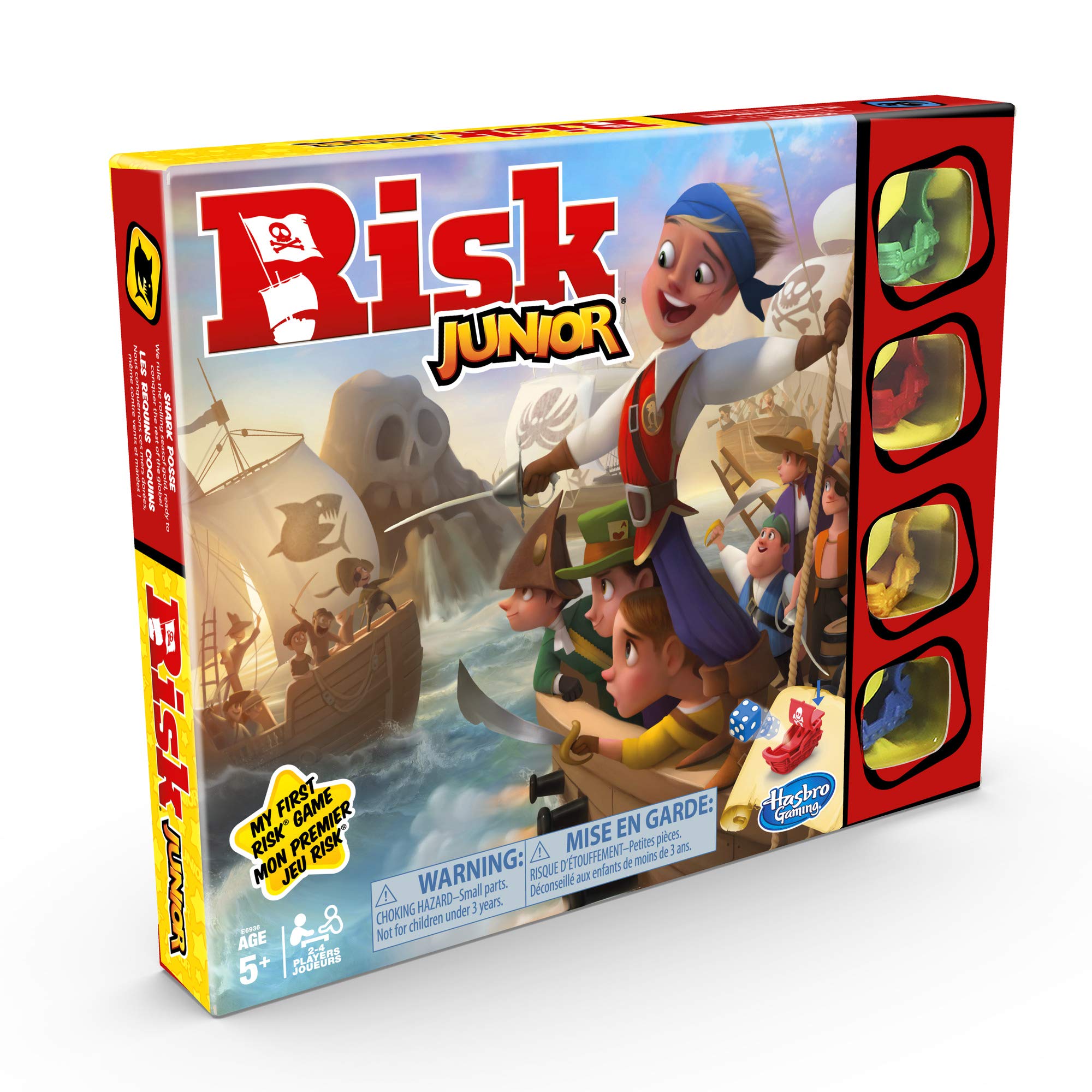 Hasbro Risk Jr pirate ships and tokens ready for quick family play