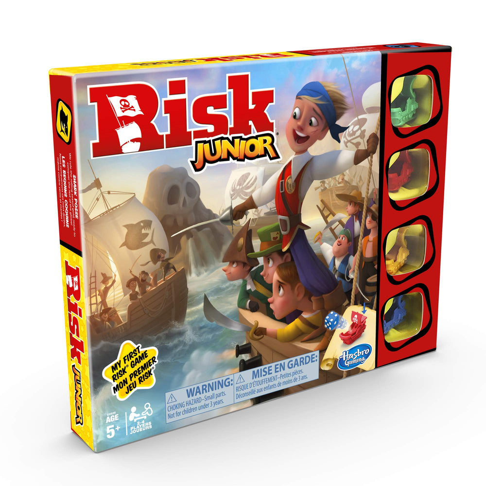 Hasbro Risk Jr pirate ships and tokens ready for quick family play