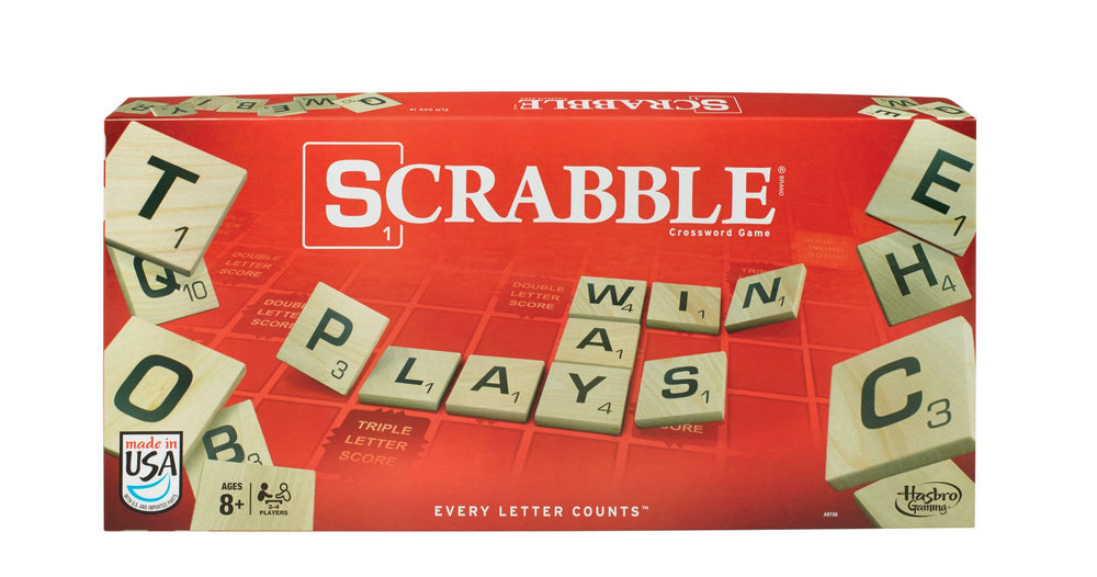 Hasbro Scrabble wooden tiles ready for authentic word-building play.