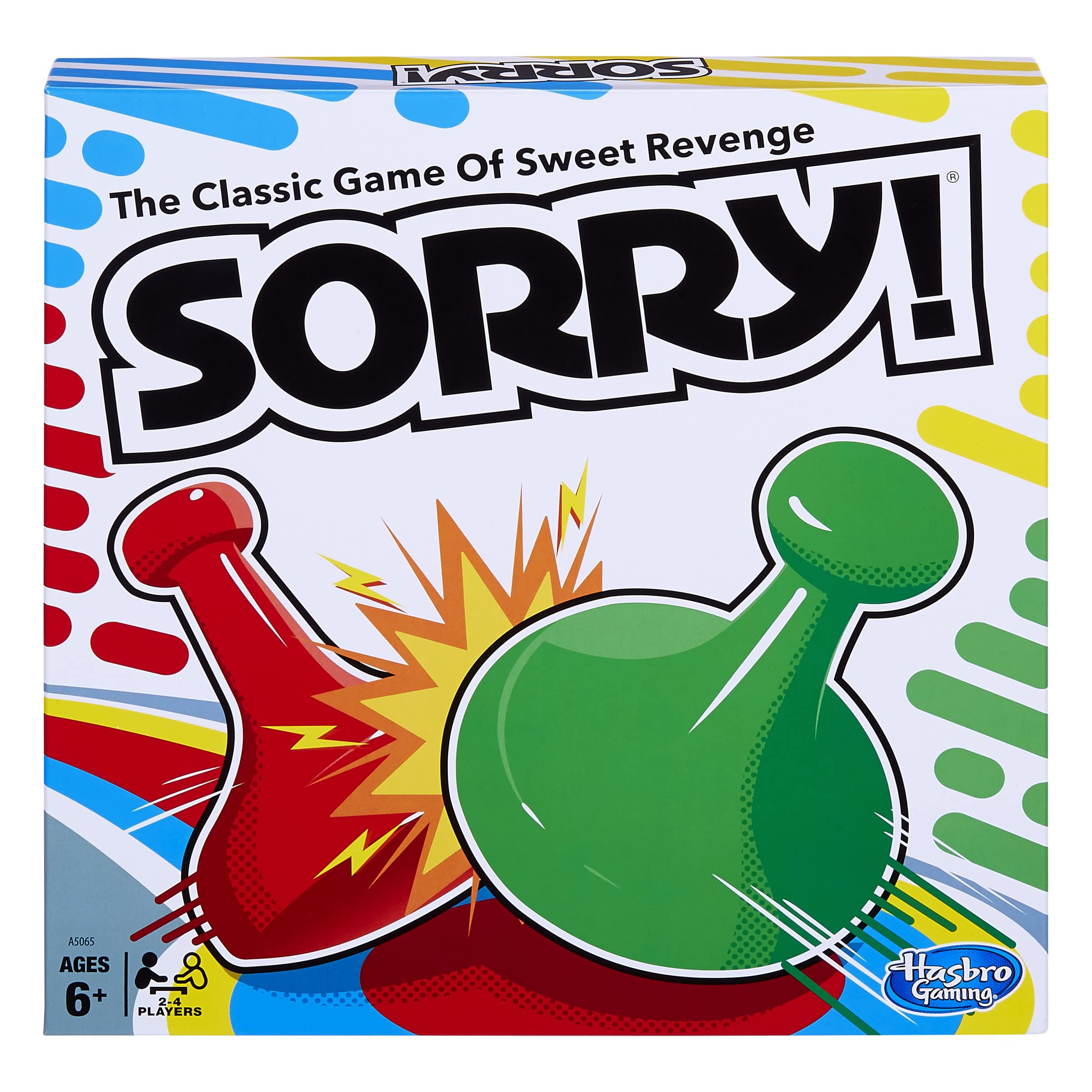 Hasbro Gaming Sorry! box front shows vibrant packaging and quick-play appeal
