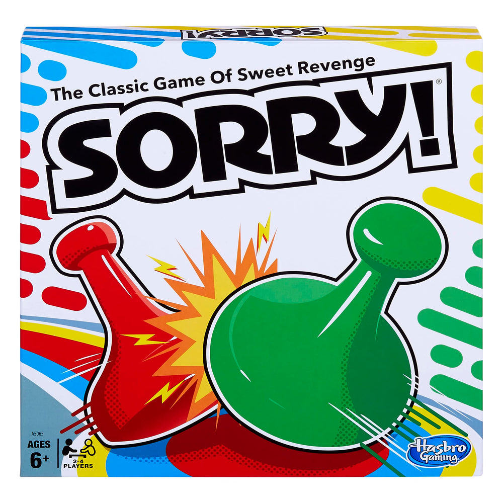 Hasbro Gaming Sorry! box front shows vibrant packaging and quick-play appeal