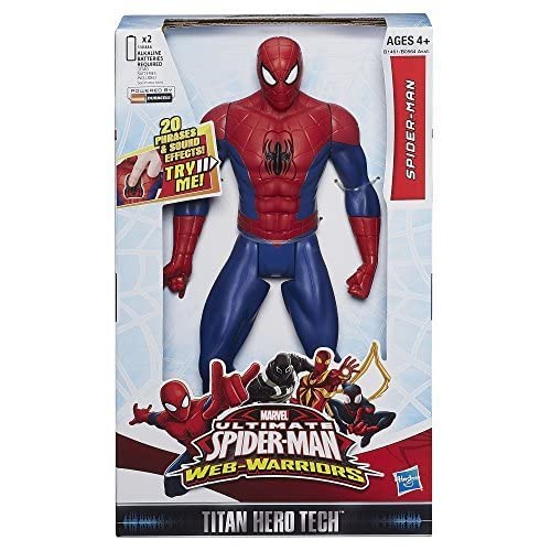 Spider-Man figure with 20 phrases and sound effects enhances immersive battles.