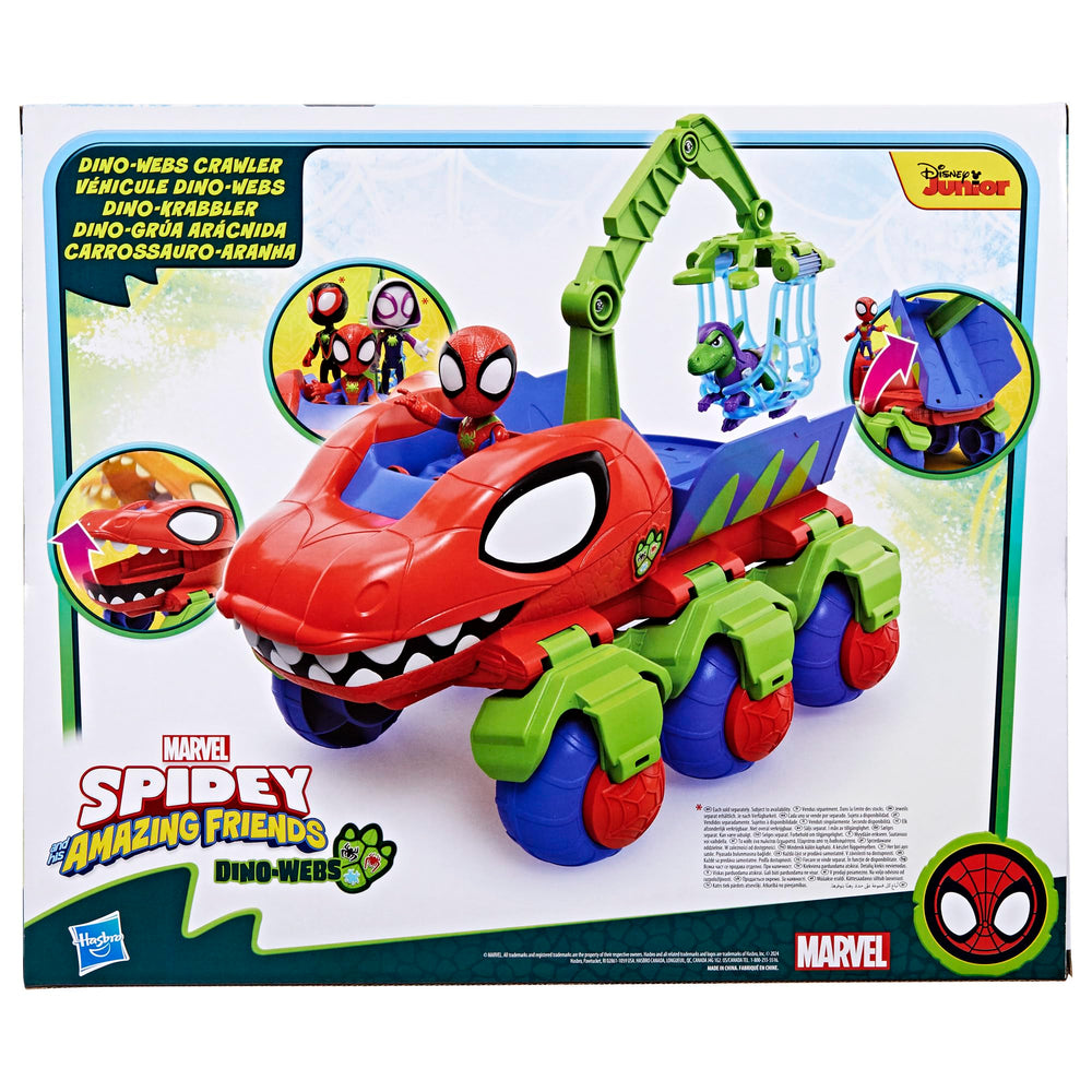 Hasbro Spidey Dinowebs Crawler figures fit inside cab for team missions.