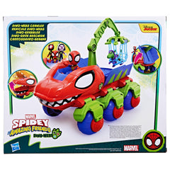Hasbro Spidey Dinowebs Crawler figures fit inside cab for team missions.
