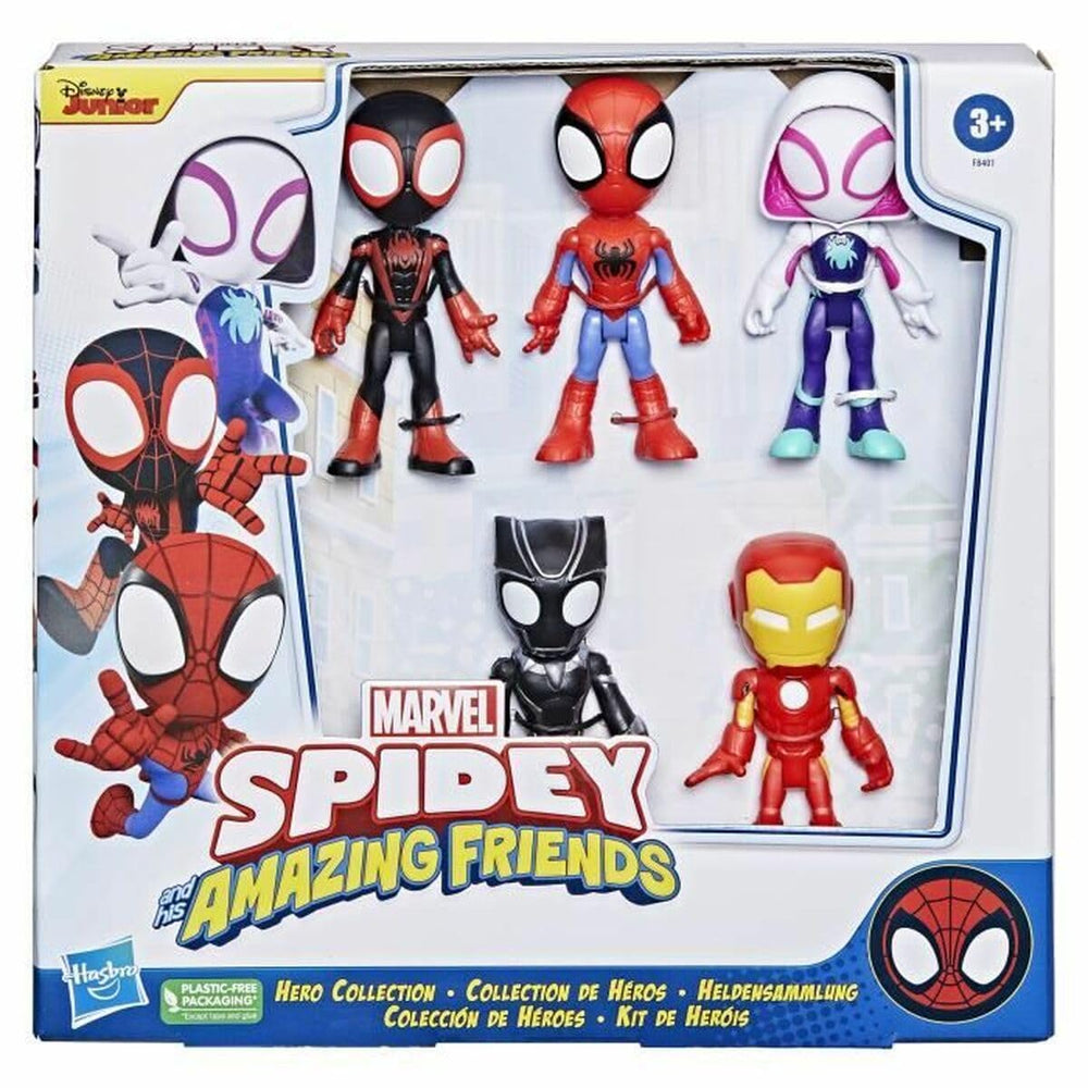 Hasbro Spidey Hero Collection playset figures display shows included characters for storytelling.