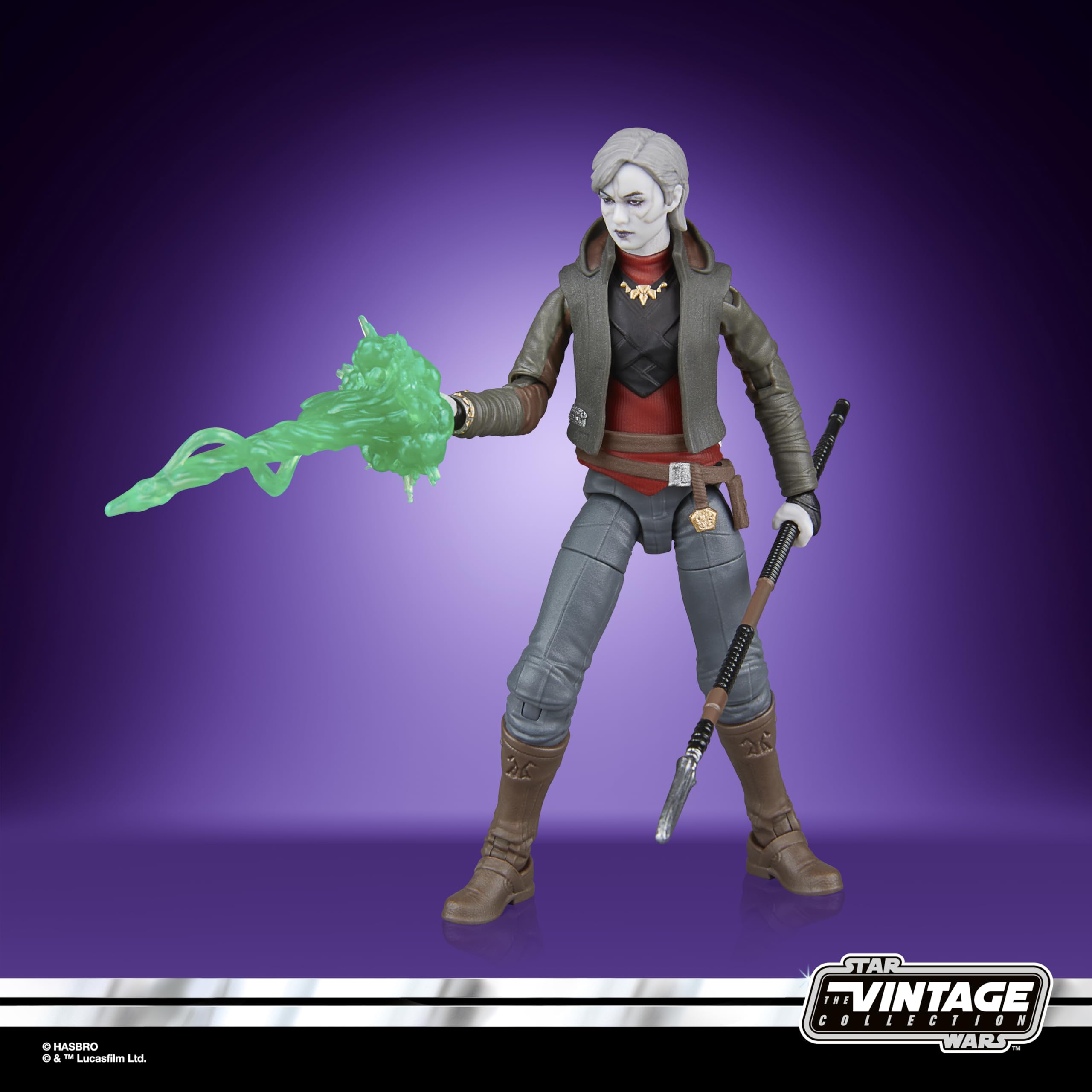 Hasbro Star Wars Nightsister Merrin in Vintage Collection display setup