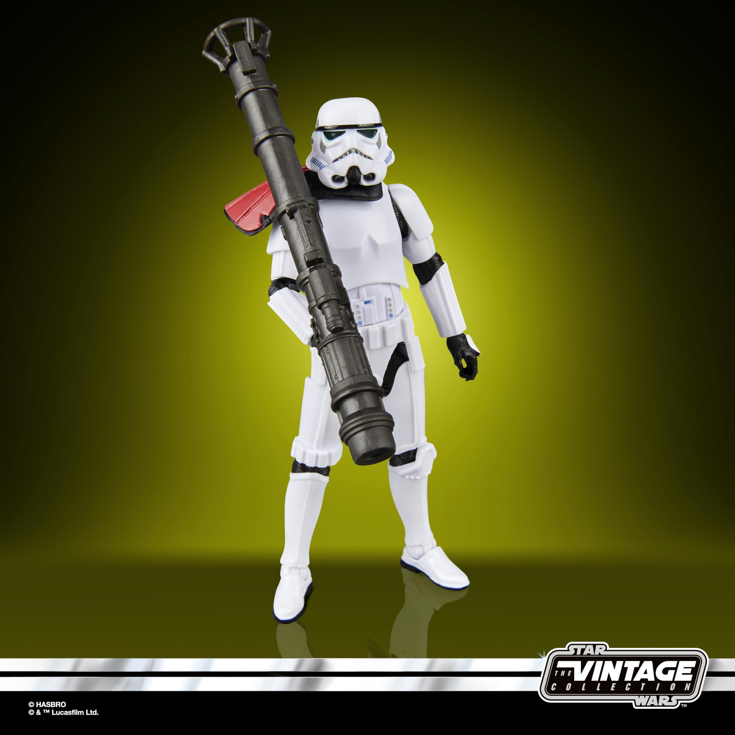 Hasbro STAR WARS Vintage rocket-launcher trooper detailed deco enhances collection.