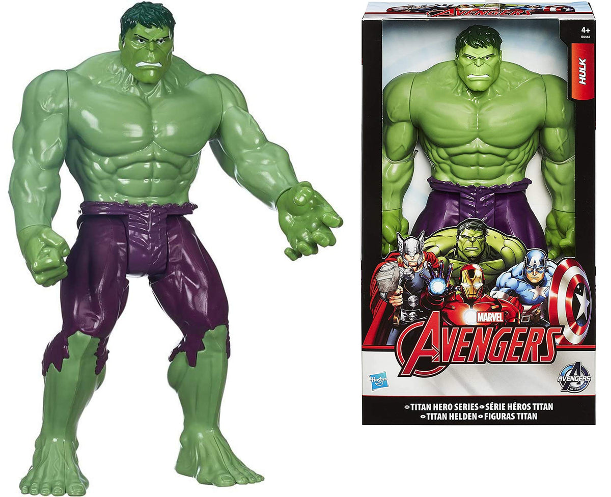 Hasbro Titans Hero Series Hulk 12-inch figure in a heroic pose for imaginative play.