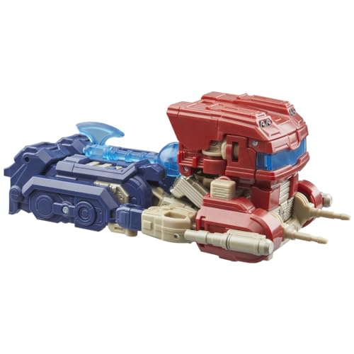 Hasbro Transformers Studio Series Deluxe Optimus Prime with accessories for display and play.