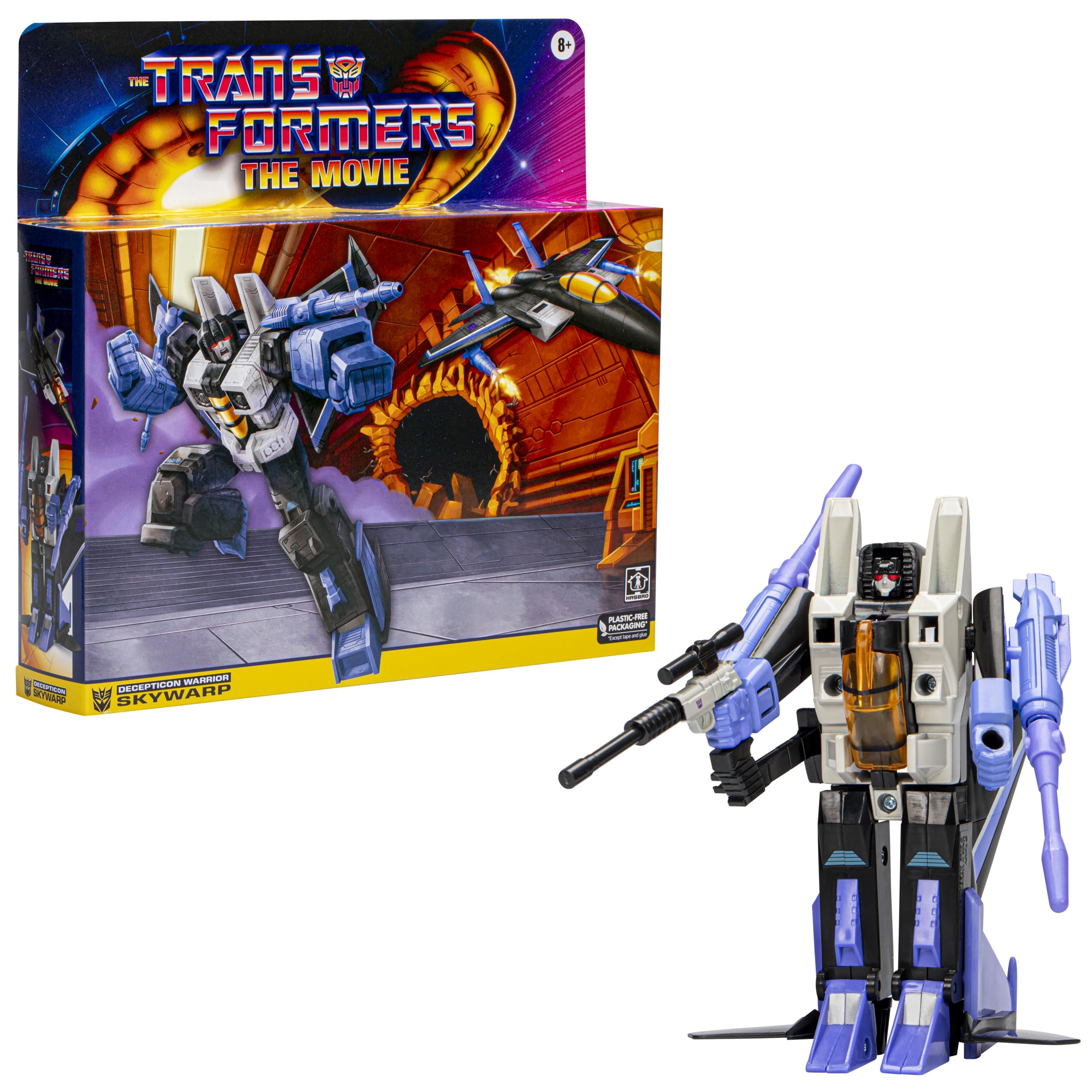 Hasbro Skywarp action figure close-up highlighting vintage deco.