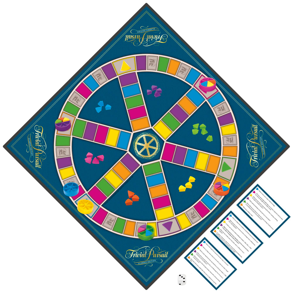 Hasbro Trivial Pursuit final question card hinting at the endgame moment.