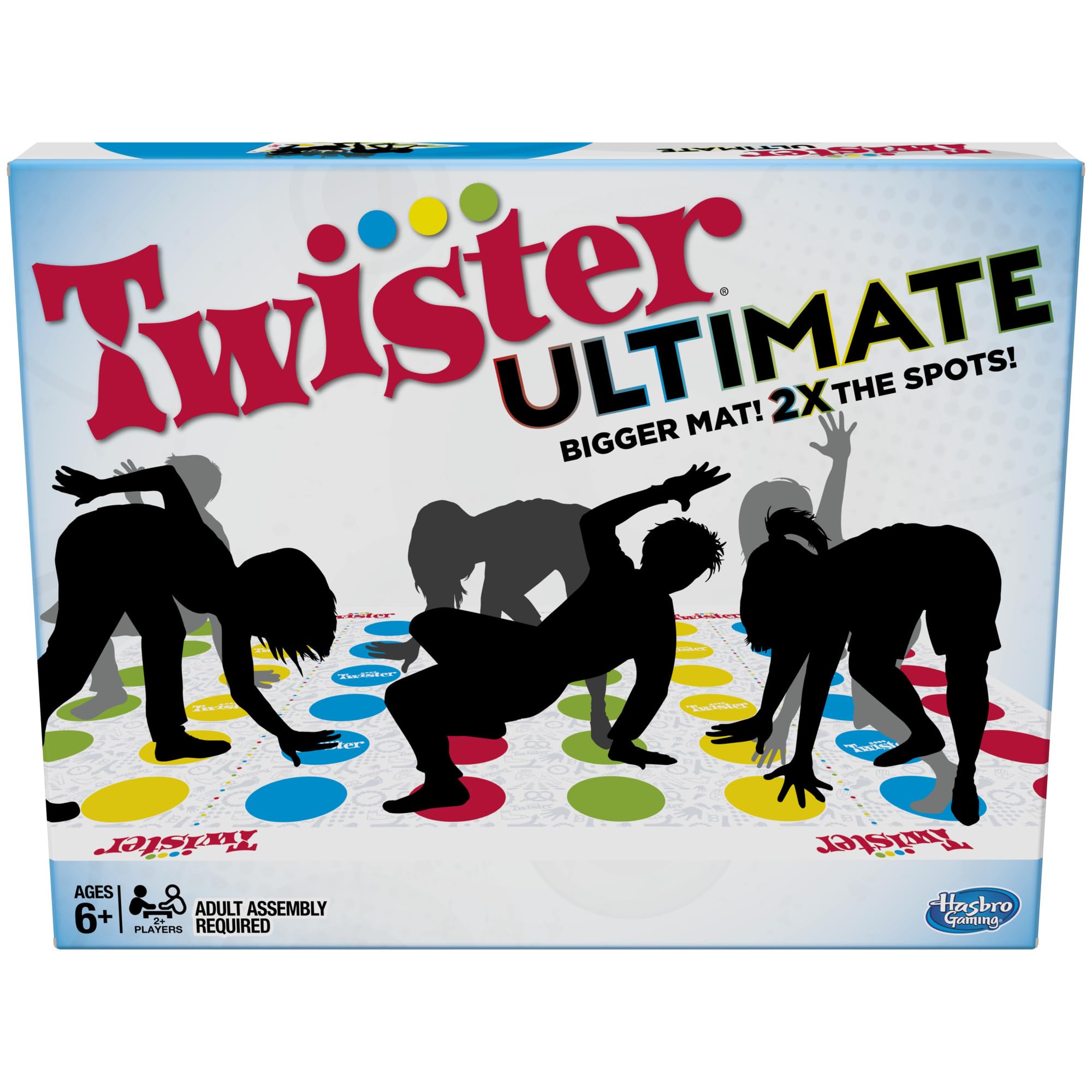 Hasbro Twister Ultimate mat with a bigger surface for roomy play.