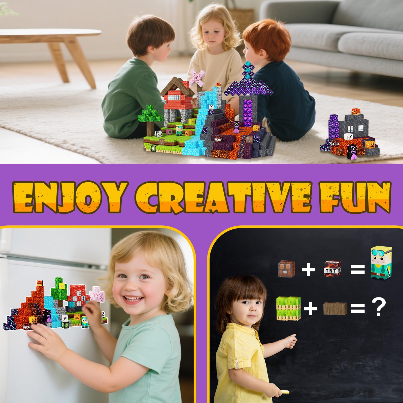 HASTRIDE magnetic blocks family play image promoting collaboration and creative problem solving.