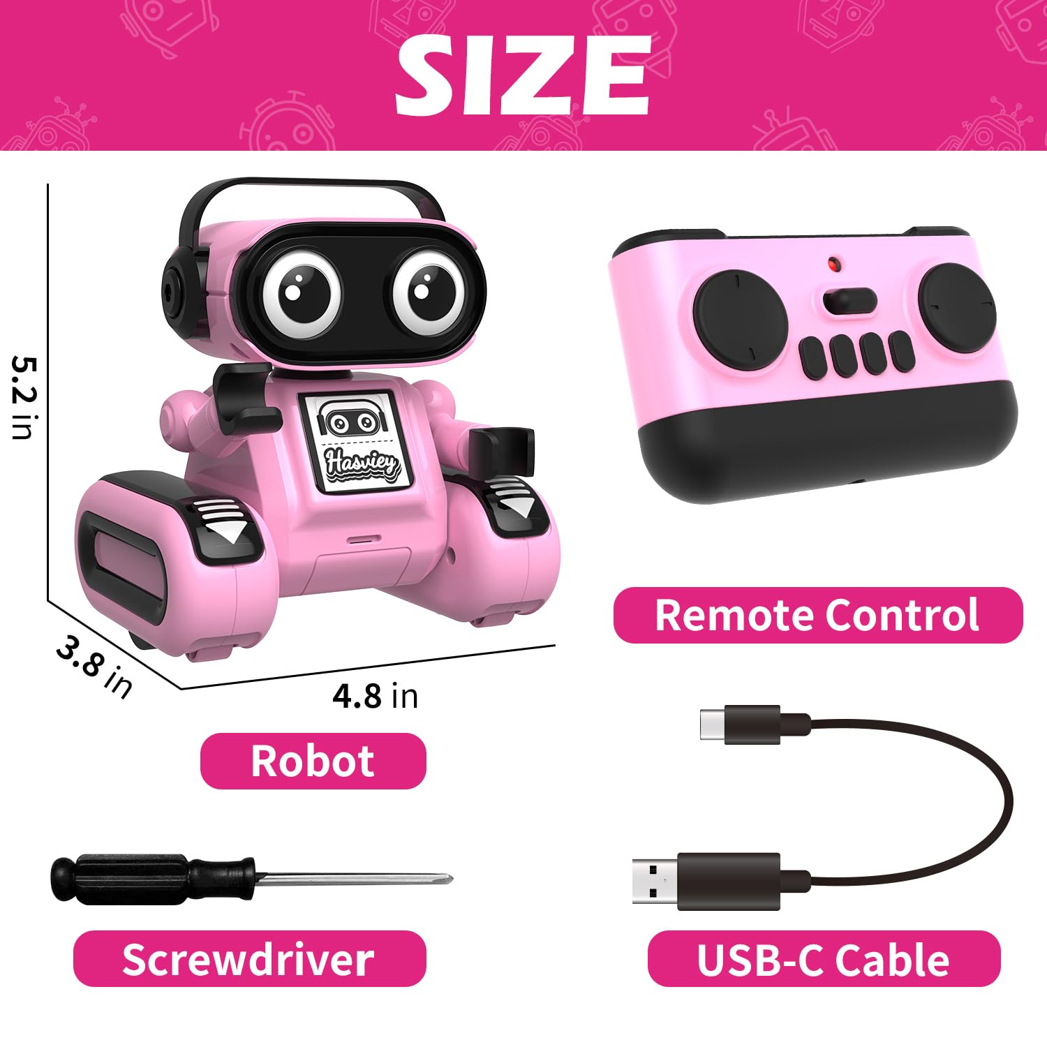 Hasviey pink robot toy packaging ready for gifting