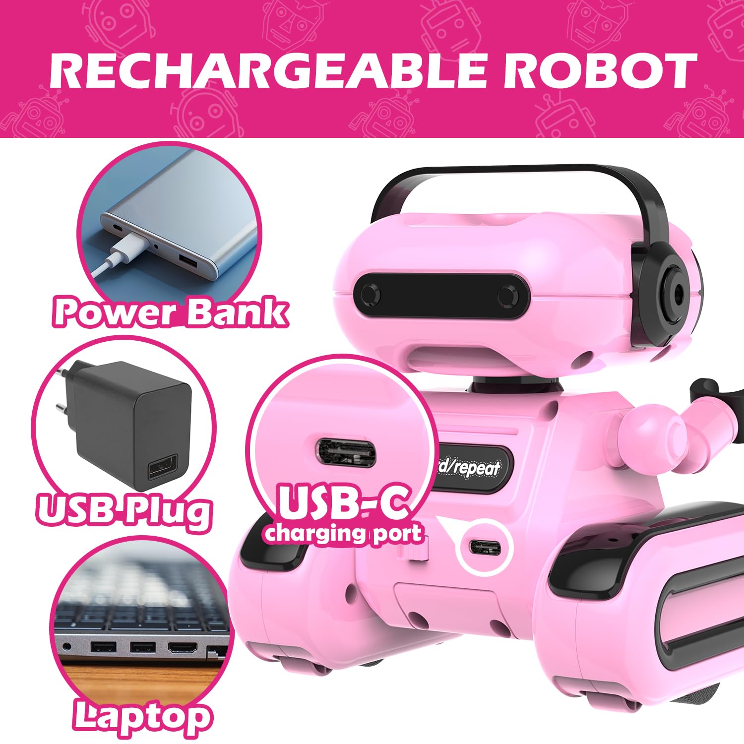 Hasviey pink recording mode captures kid voices up to 15 seconds