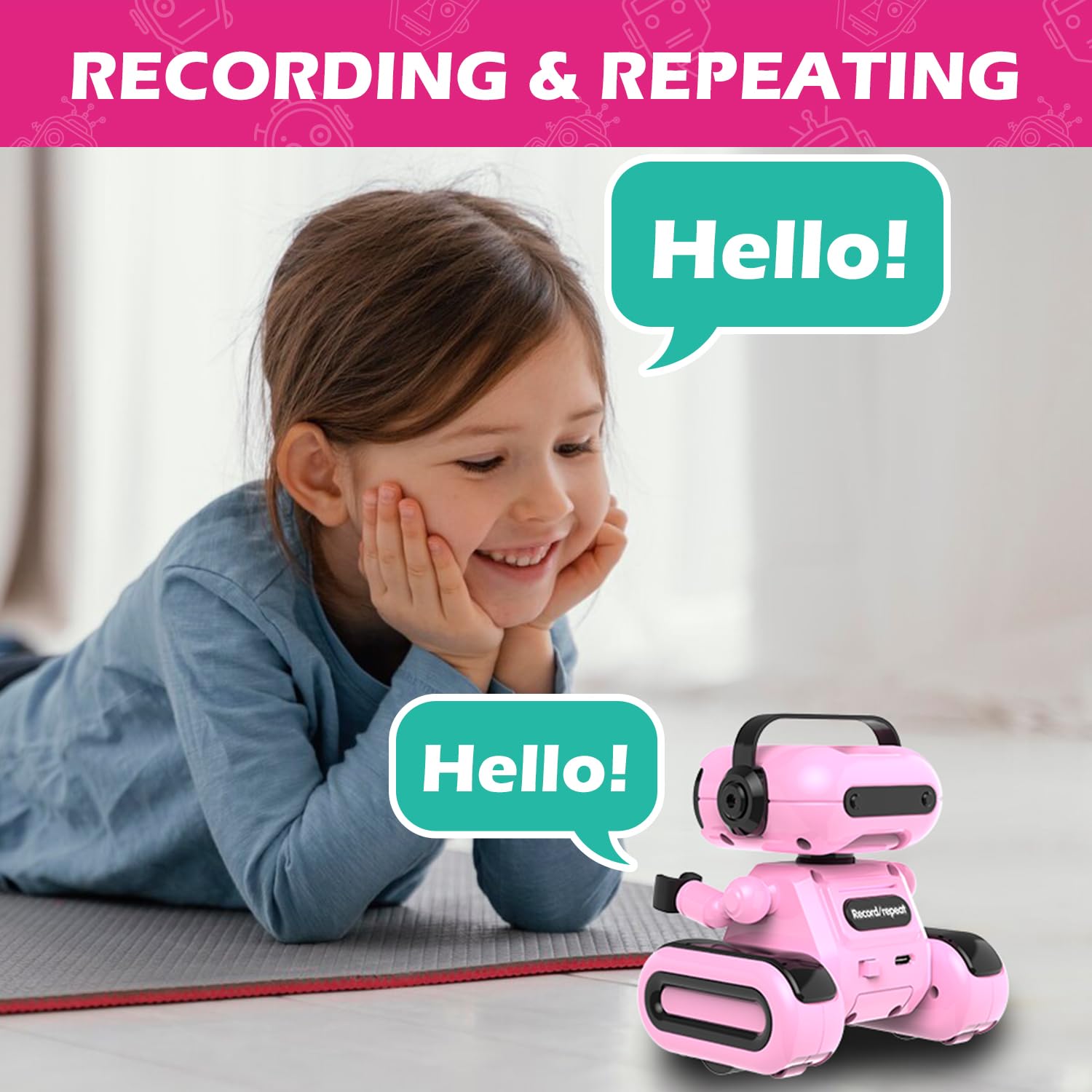 Hasviey pink remote control with robot toy for smooth movement across floors