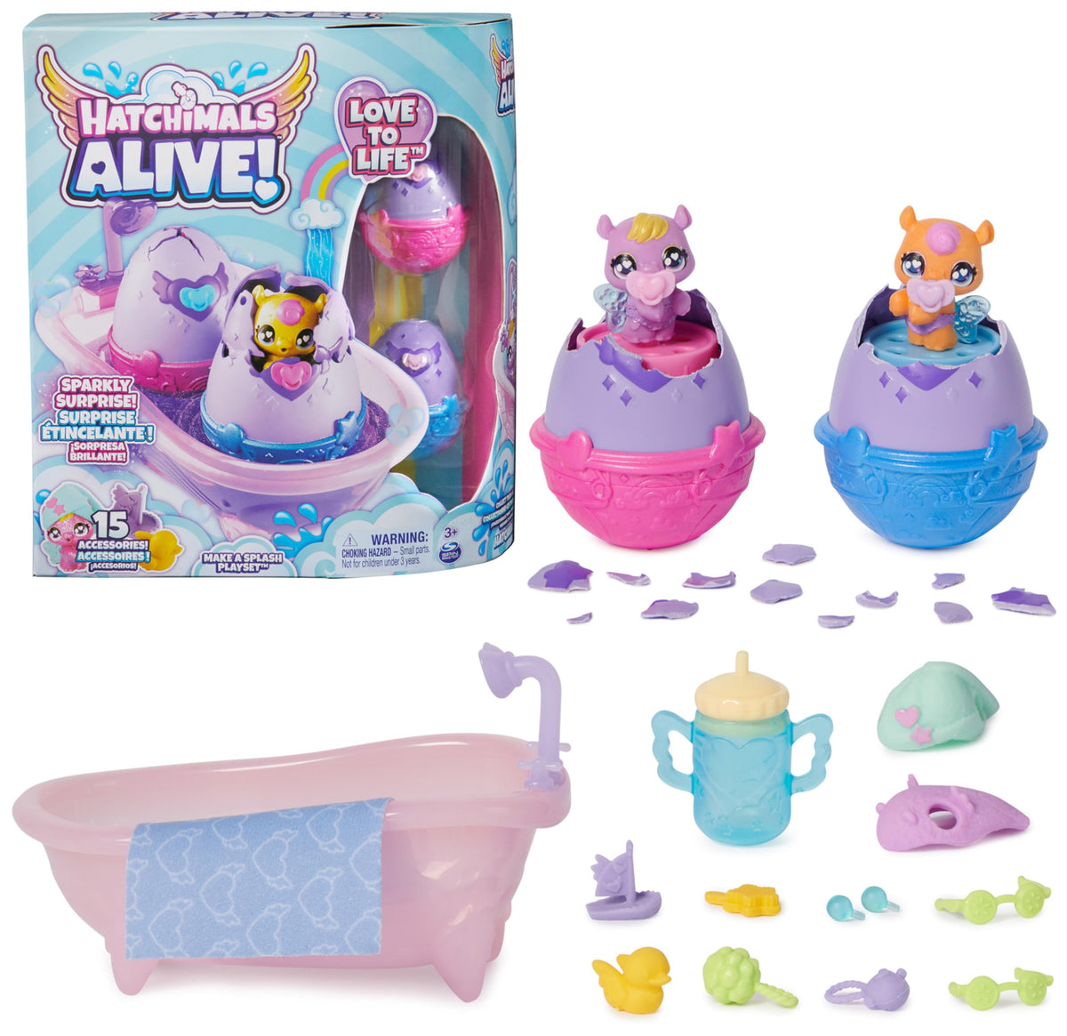 Hatchimals Alive Make a Splash Playset bathtime scene for imaginative play