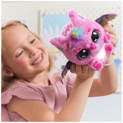 Hatchimals Alive Pufficorn closeup with glitter mane and metallic horn sparks wonder