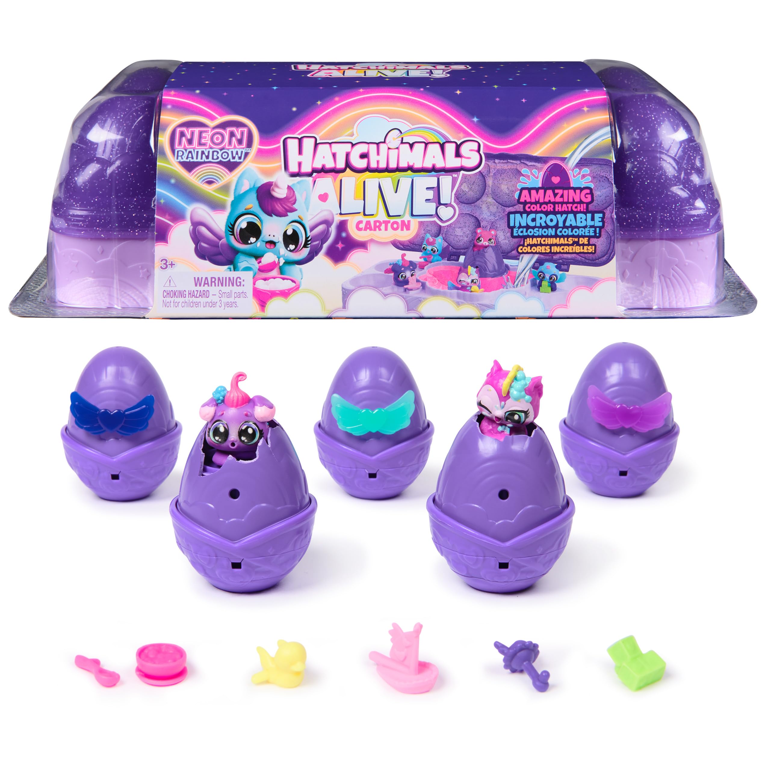 Hatchimals Alive Neon Rainbow Carton cover with sparkling lid for exciting unboxing.