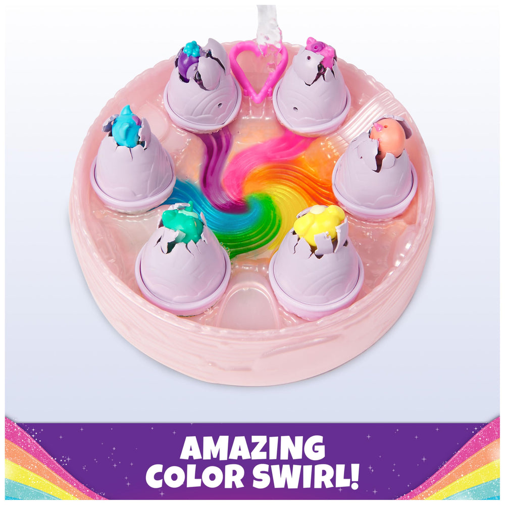 Hatchimals Alive Rainbow Hatchery includes wings and accessories for pretend play scenarios.