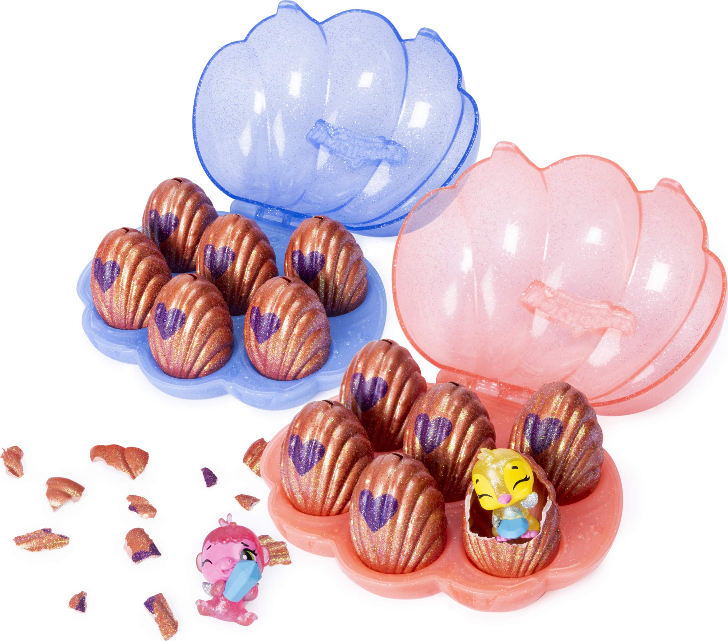 Hatchimals CollEGGtibles Mermal Magic 6-Pack Lid Open highlighting easy hatch on the go.