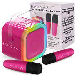 HAUSHALT mini karaoke machine with glitter finish boosts party vibes.