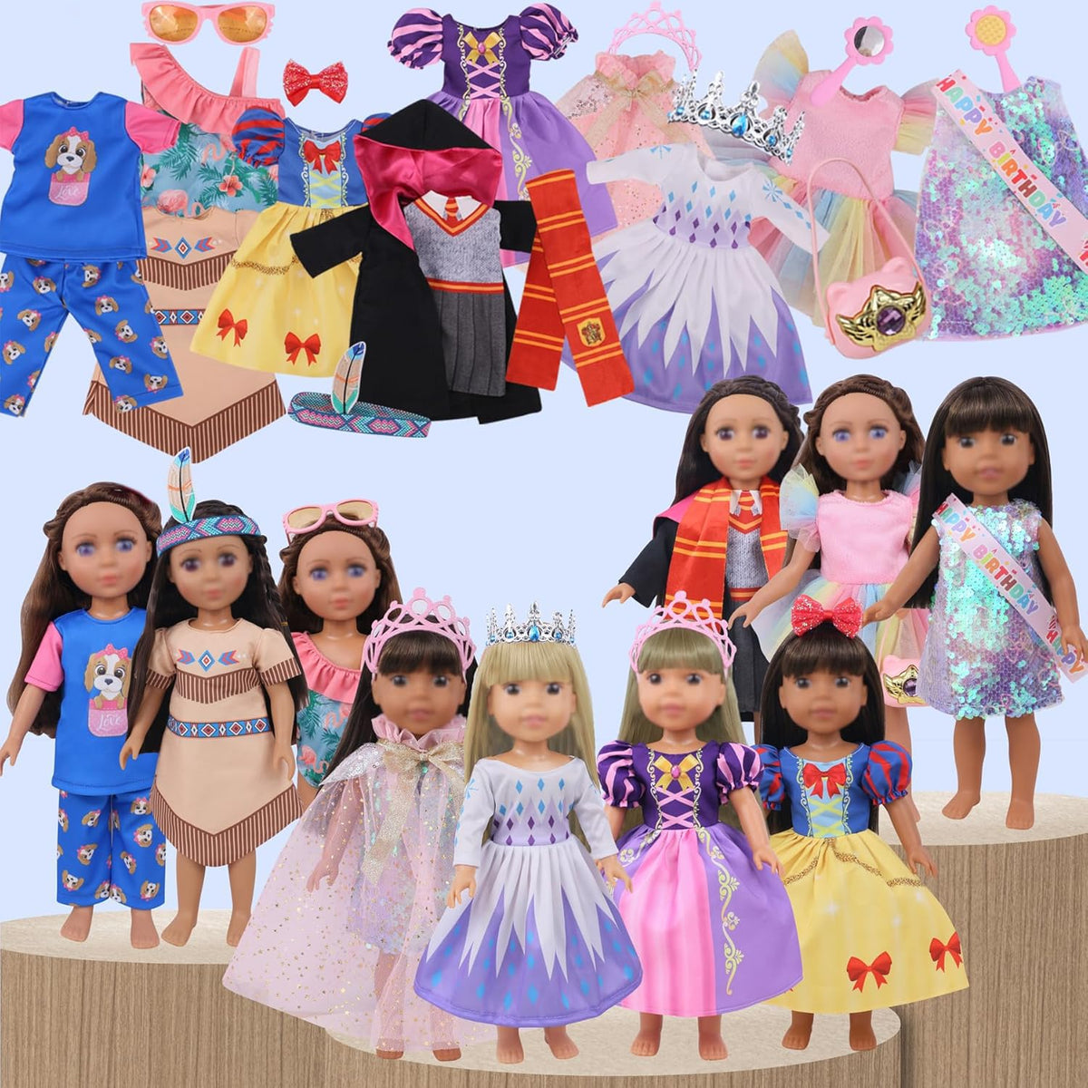 Haveahug glitter princess dress for 14-inch dolls enhances pretend play