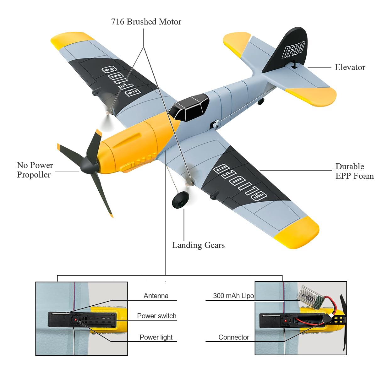HAWK'S WORK BF109 take-off modes for versatile launches.