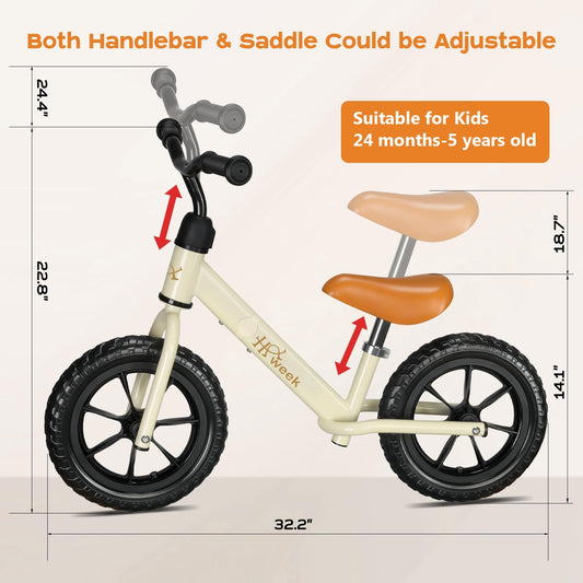 HAWEEK balance bike with soft seat and non-slip handle for comfort