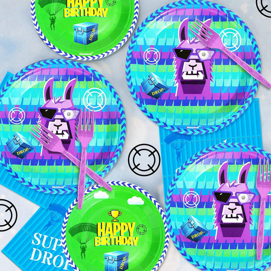 Haxpacal llama game plates 7in ideal for desserts and snacks.