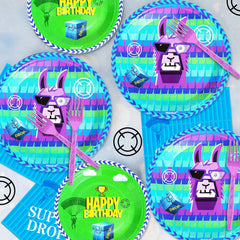 Haxpacal llama game plates 7in ideal for desserts and snacks.