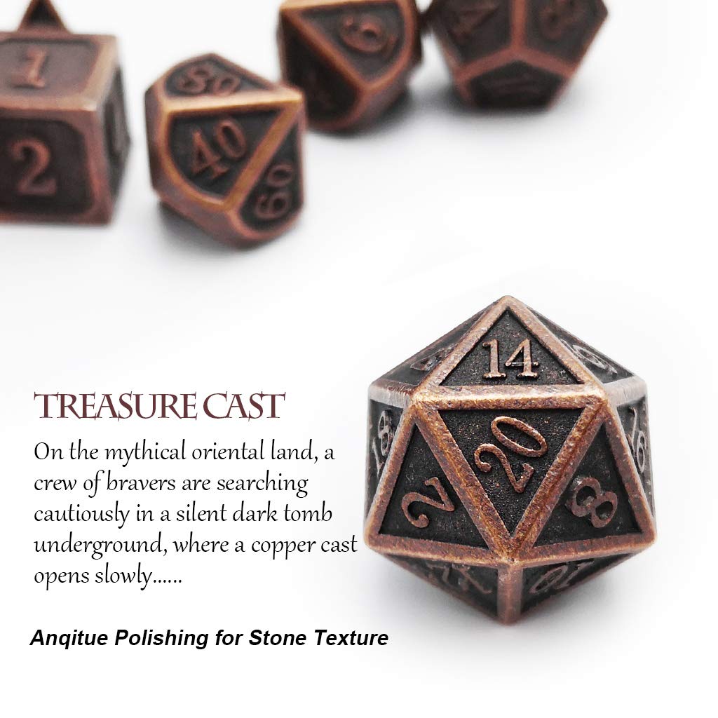 Haxtec antique copper D10 dice ideal for critical checks and party decisions.