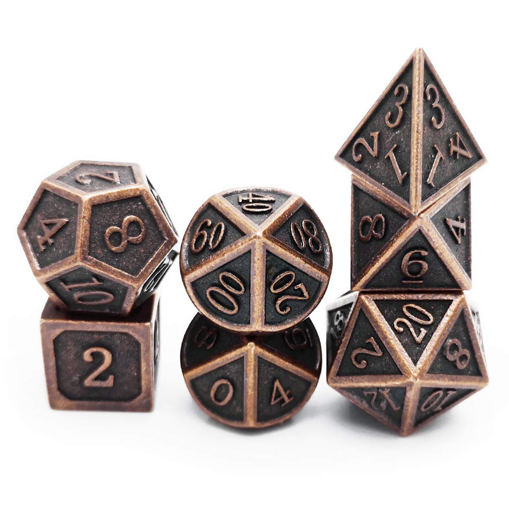 Haxtec antique copper D8 dice delivering quick, decisive results for combat and checks.