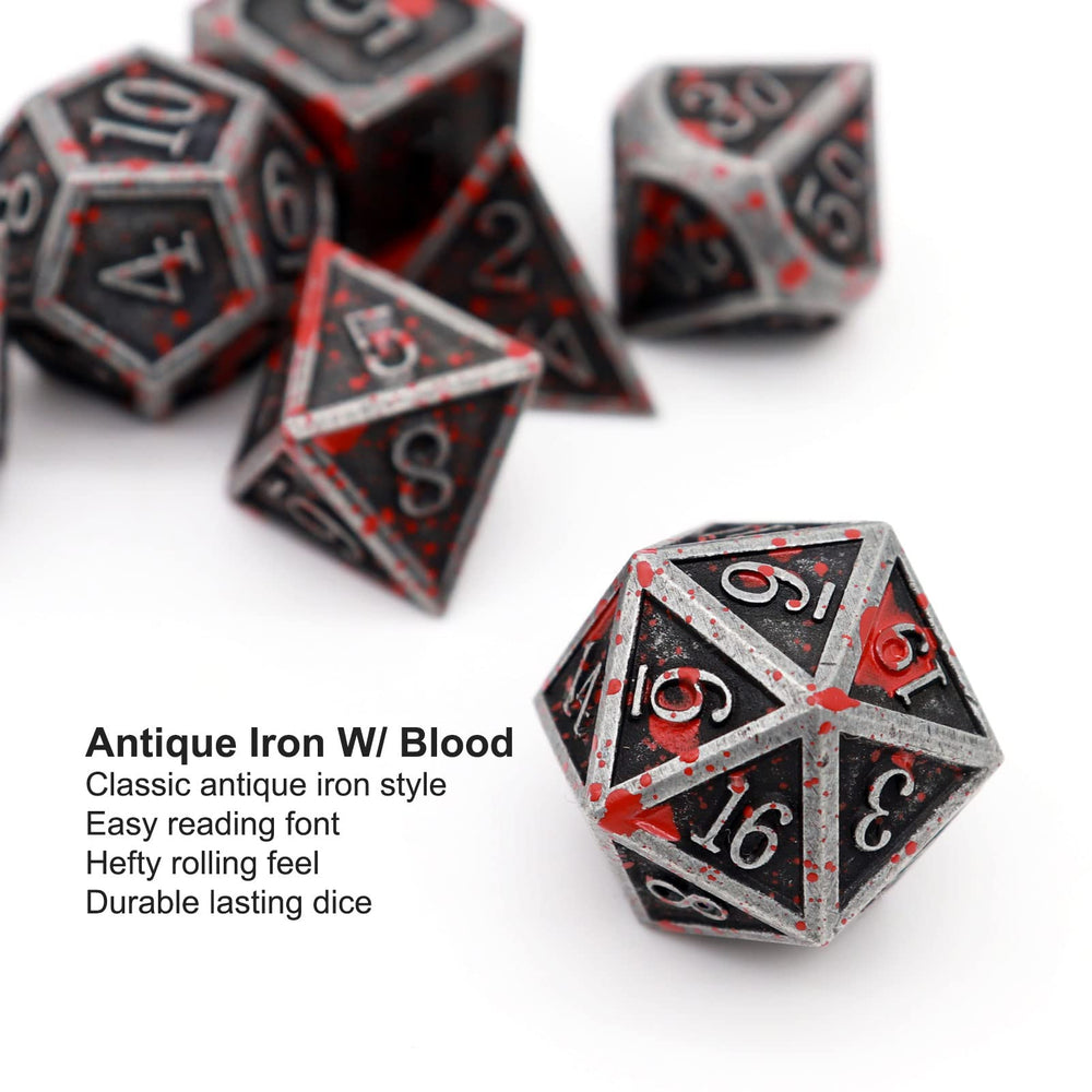 Haxtec bloodstained D10-0-9 dice with easy-to-read font for fast turns