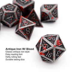 Haxtec bloodstained D10-0-9 dice with easy-to-read font for fast turns