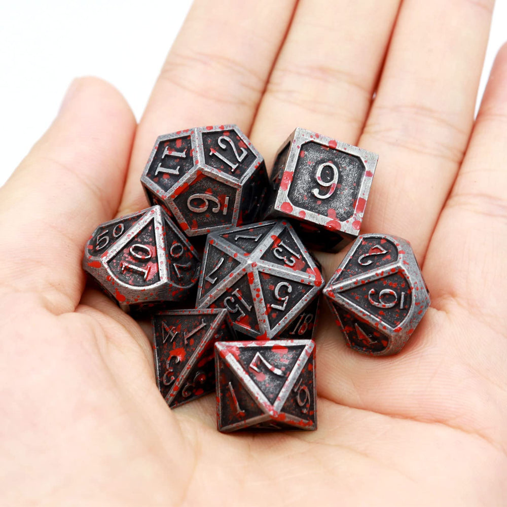 Haxtec bloodstained D4 dice with rugged metal feel for quick rolls