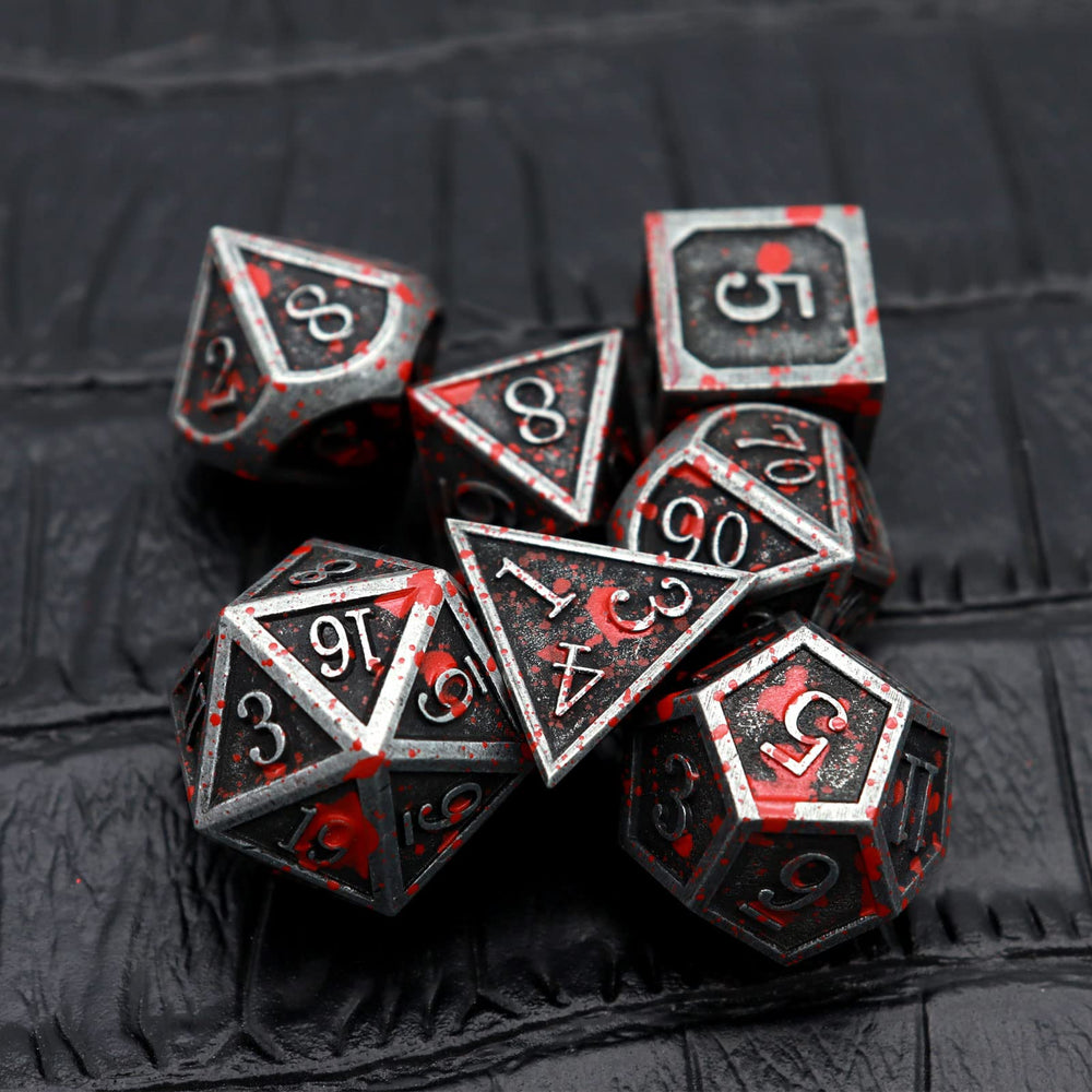 Haxtec bloodstained D8 dice in a compact, table-friendly size