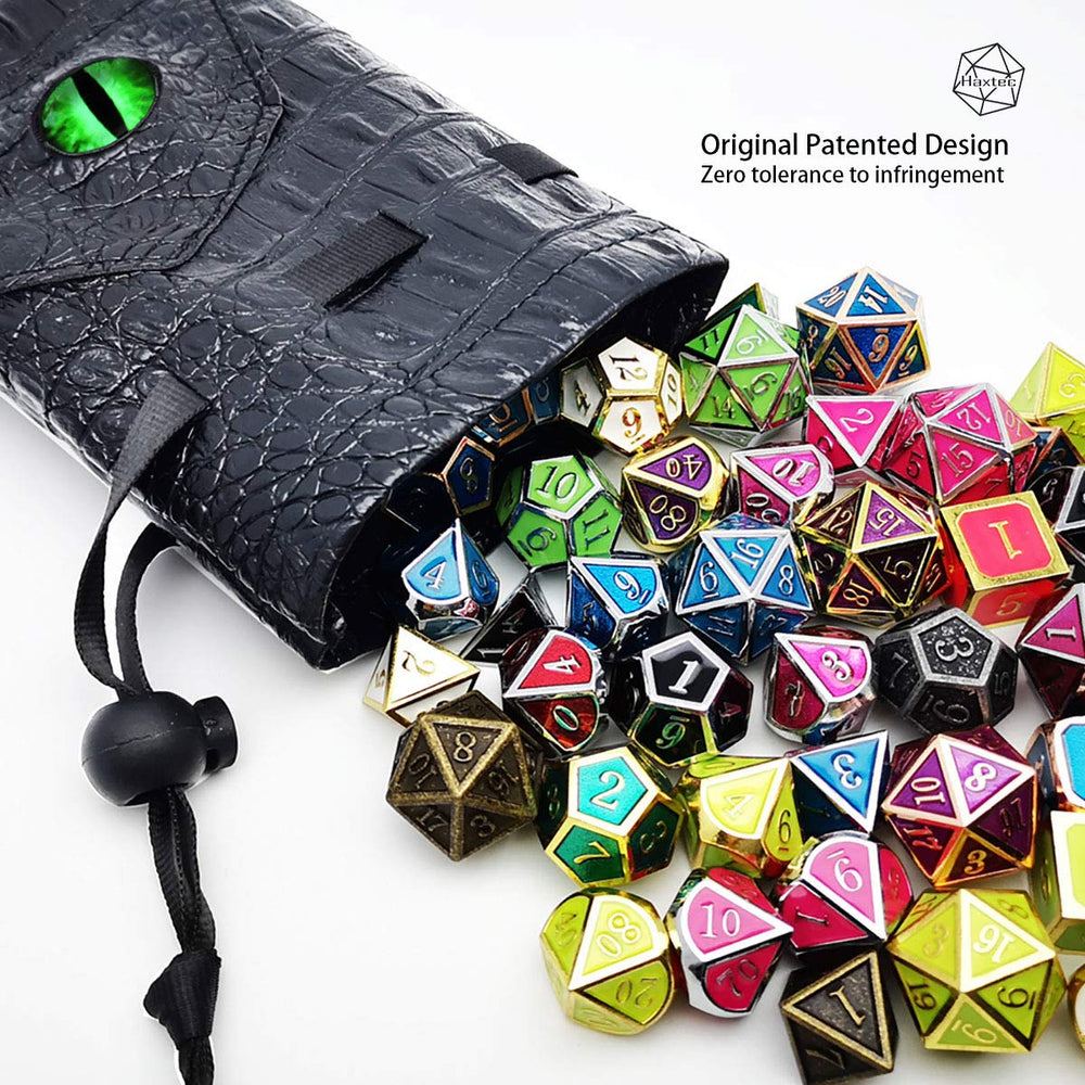 Haxtec drawstring-open dice bag shows quick access for fast dice setup