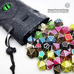 Haxtec drawstring-open dice bag shows quick access for fast dice setup